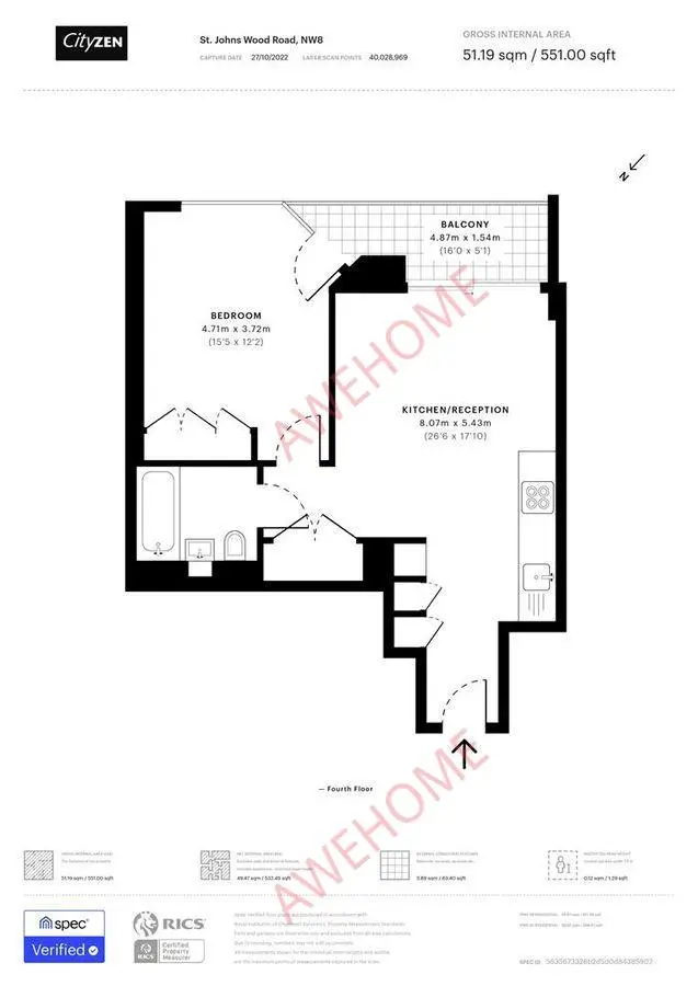 倫敦租房One St Johns Wood 1B