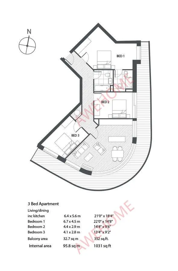 倫敦租房Gateway Tower 3B