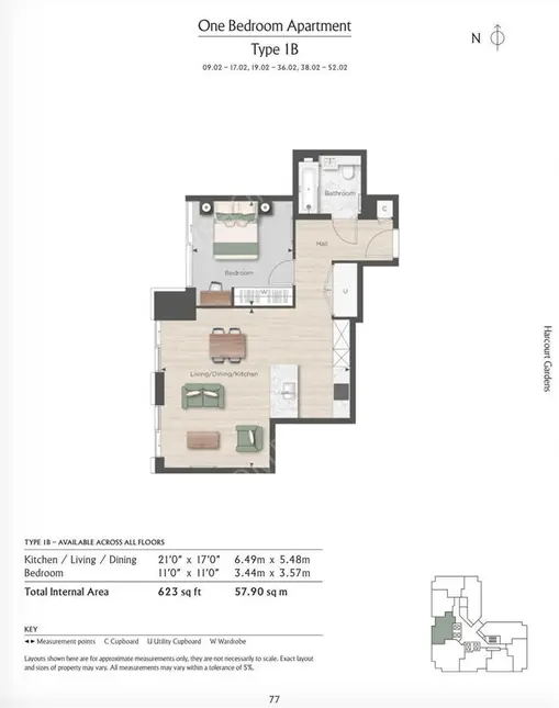 倫敦租房Harcourt Tower 1B