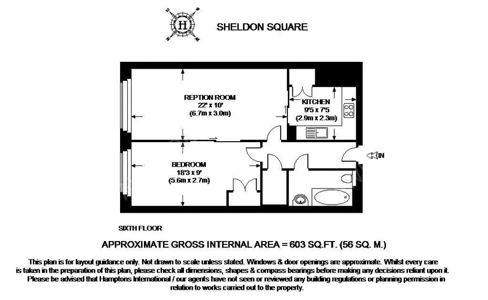 倫敦租房Sheldon Square 1B