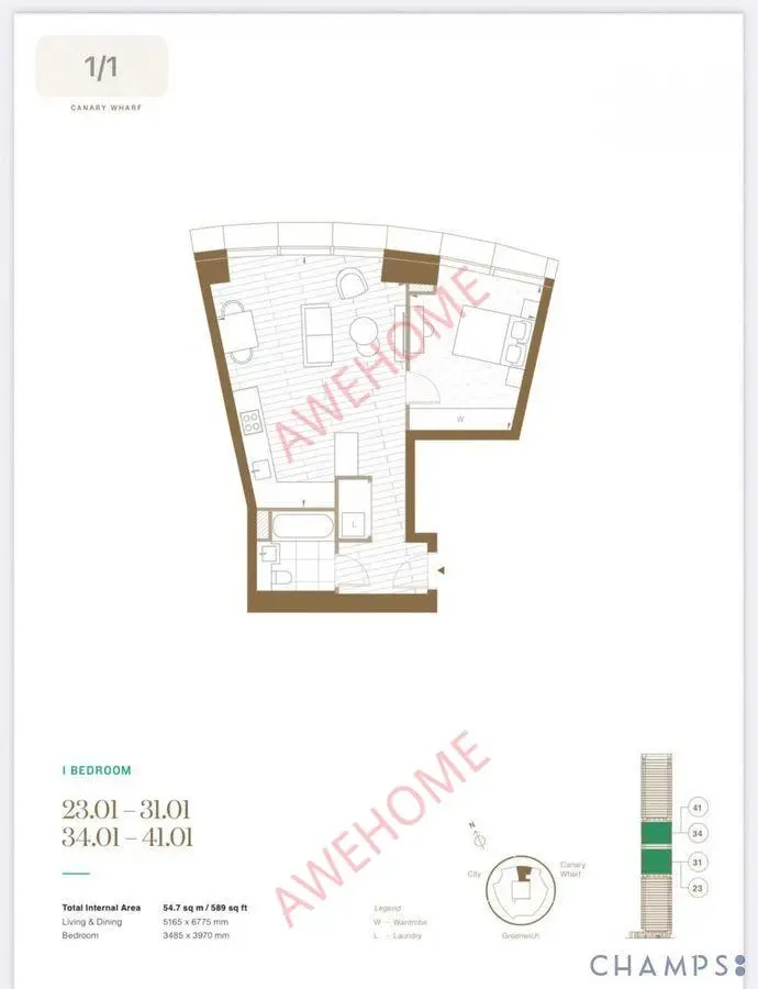 倫敦租房Flat 3801 1B