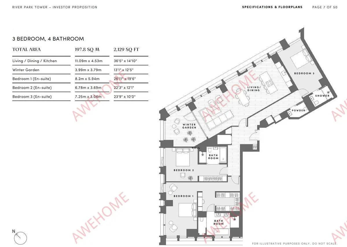 倫敦租房River Park Tower 3B