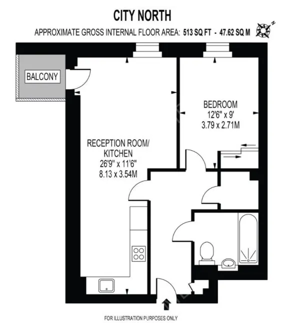 倫敦租房City North East Tower 1 bed flat