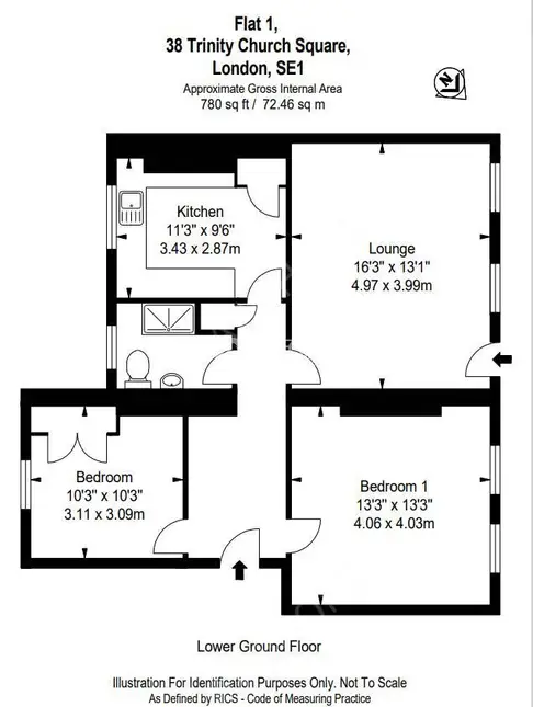 伦敦租房【SE1象堡周边区域】 2bed flat 整租套房（2室1厅 1厨 1卫）