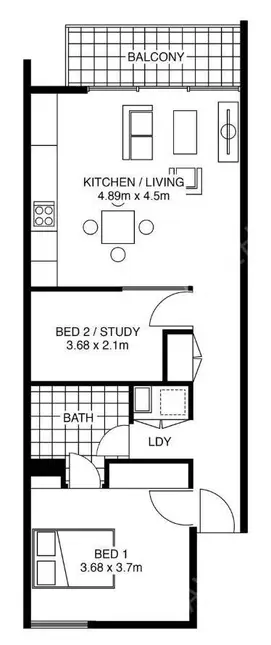 阿德莱德租房CBD2室1卫apartment