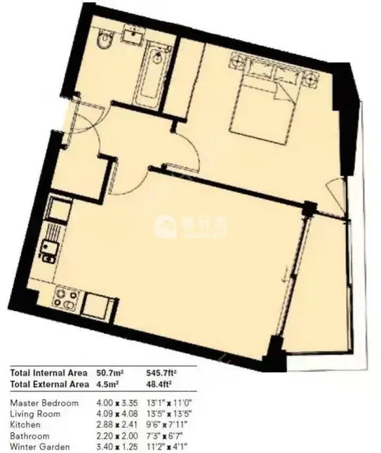 伦敦租房伦敦Kings Cross 1房1厅新豪华公寓整租