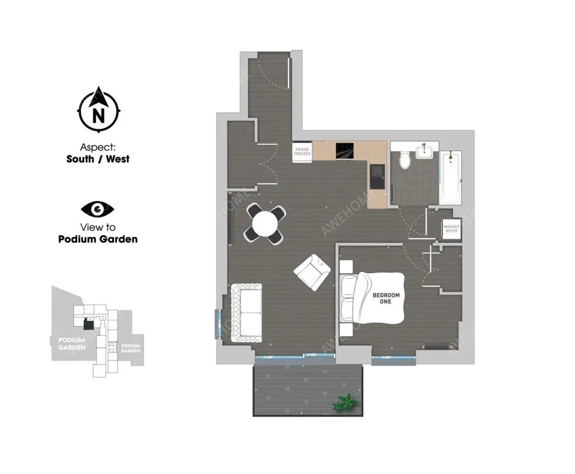伦敦单身公寓租房[单身公寓]South Way