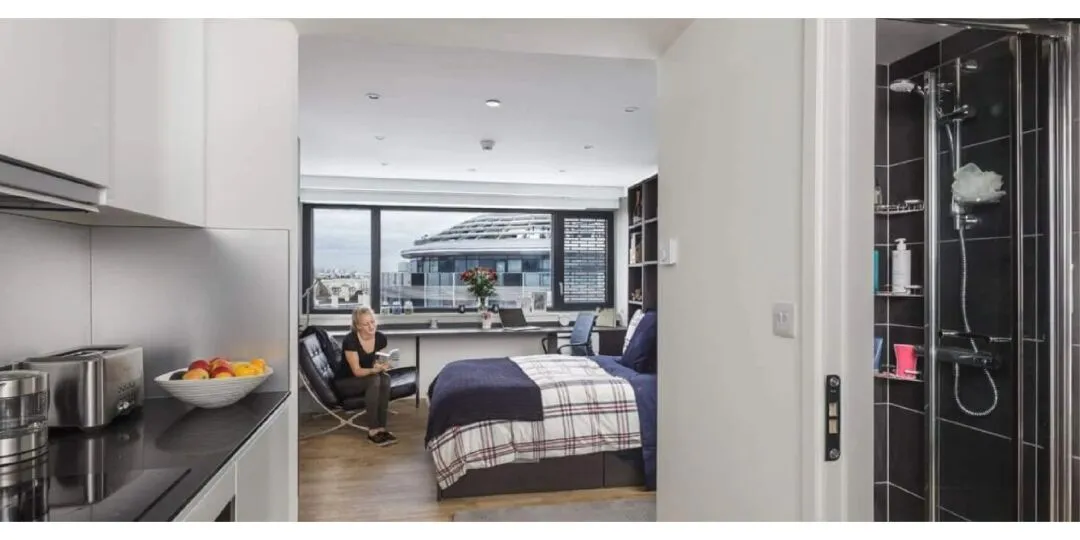 Student apartment with a close view of the London Eye.