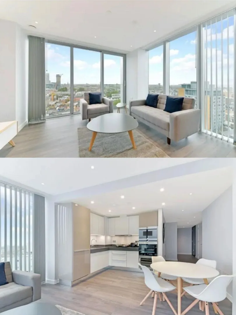 London Goodmans' high-rise 1B1B with oversized floor-to-ceiling windows!