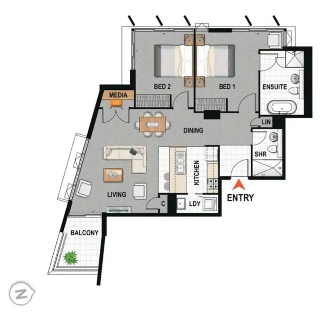 Zetland近雪梨大學,UNSW,UTS 2房2衛公寓