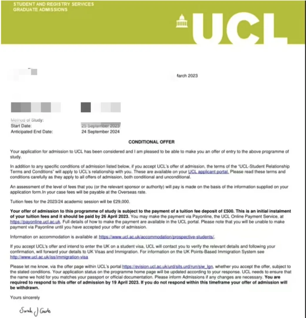 UCL offer, a little mystical luck, senior sister wishes everyone gets admitted.