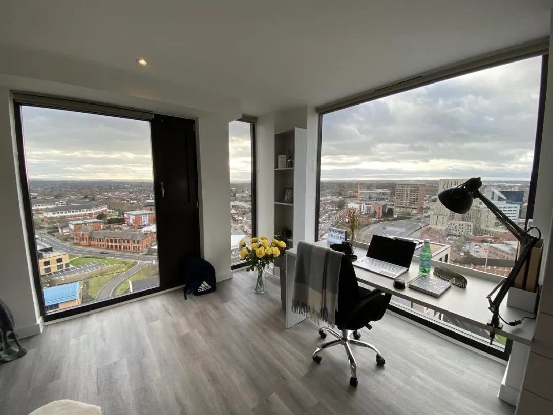 A studio in Coventry with such large floor-to-ceiling windows.
