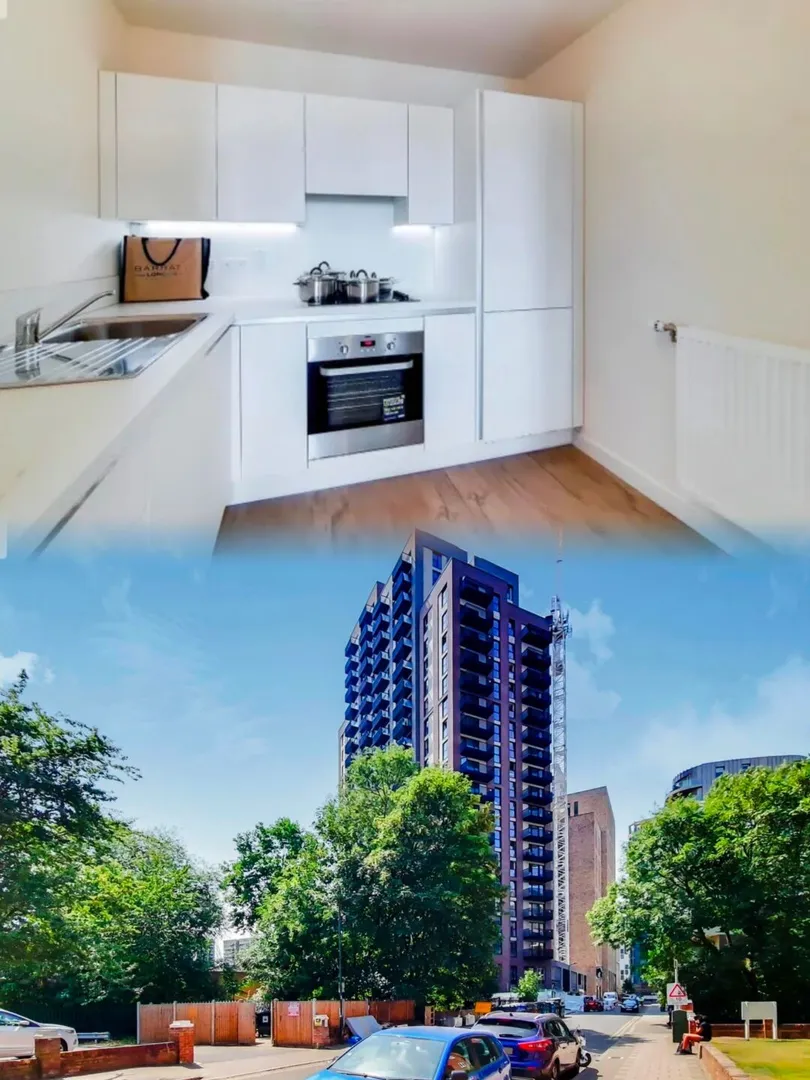 Spacious 1-bedroom apartment with a balcony and floor-to-ceiling windows available in Wembley in early October.