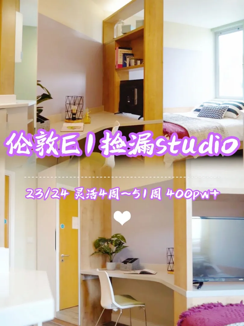 伦敦E1无签可占房灵活租期毕业生友好studio