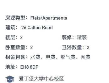 步行16分鐘到愛丁堡大學的2居室 包bill！！