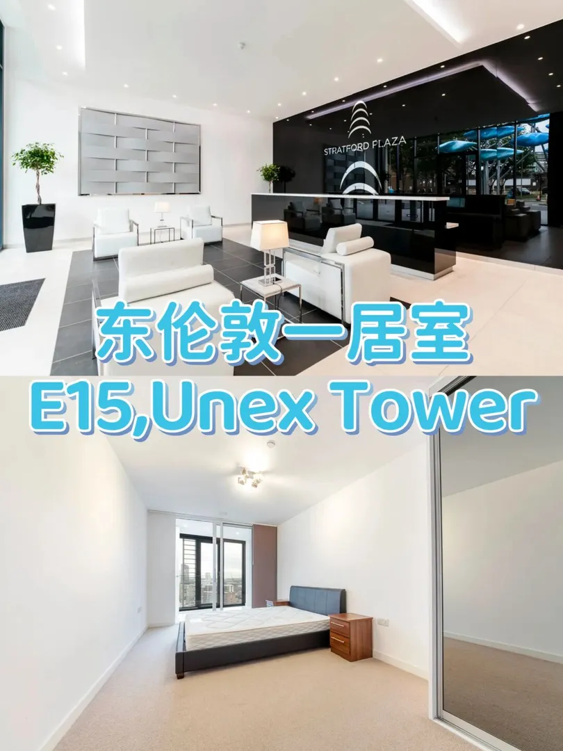 东伦敦Unex Tower，高层一居室~