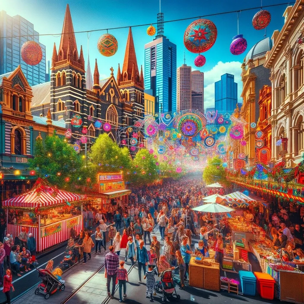 墨尔本,墨尔本节日,美食日常,留学澳洲,狂欢时刻,多元文化,街头美食,音乐盛宴,节日灯光