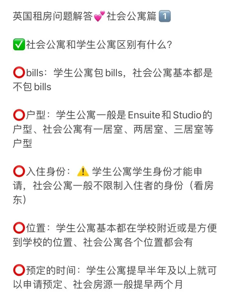 给🇬🇧想租社会公寓同学的小灶答疑❓