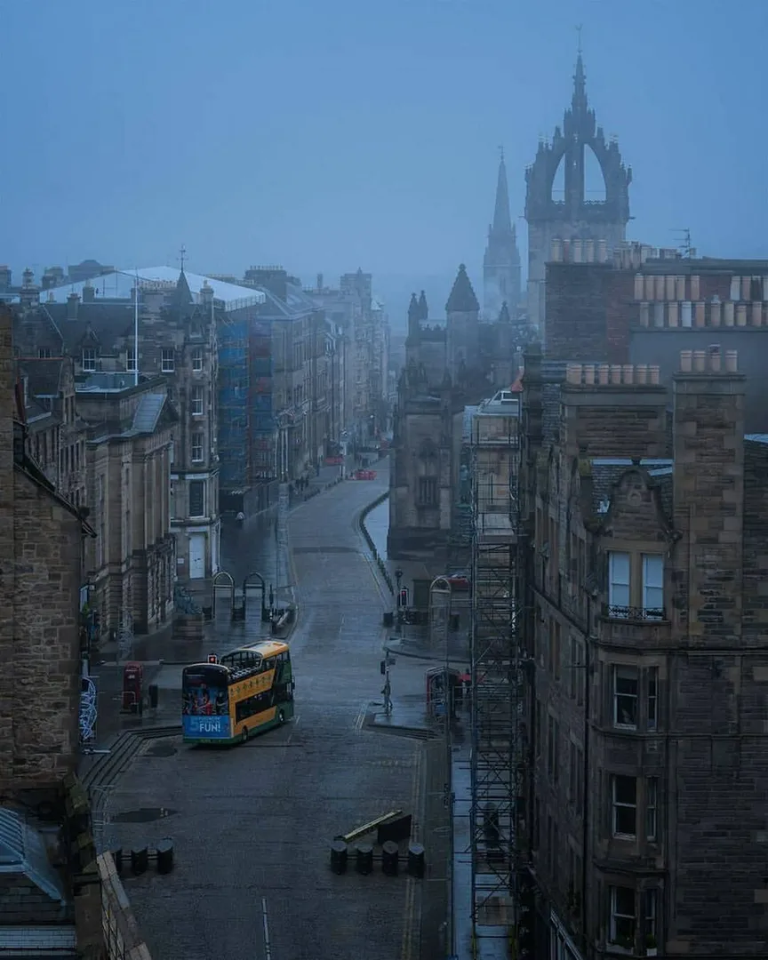 In Edinburgh on rainy days, it's lonely, melancholic, yet romantic.