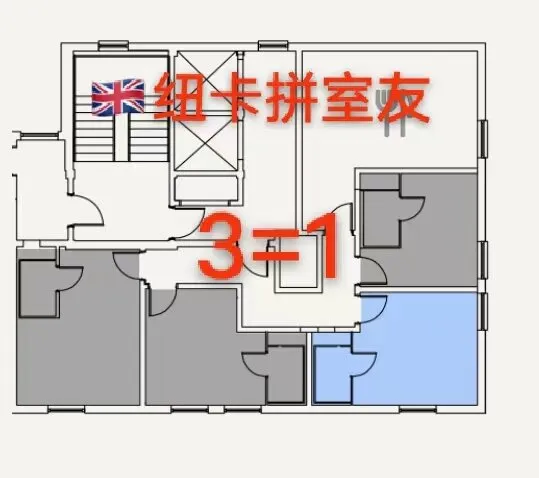 纽卡🇬🇧拼室友，带露台的ensuite，3=1