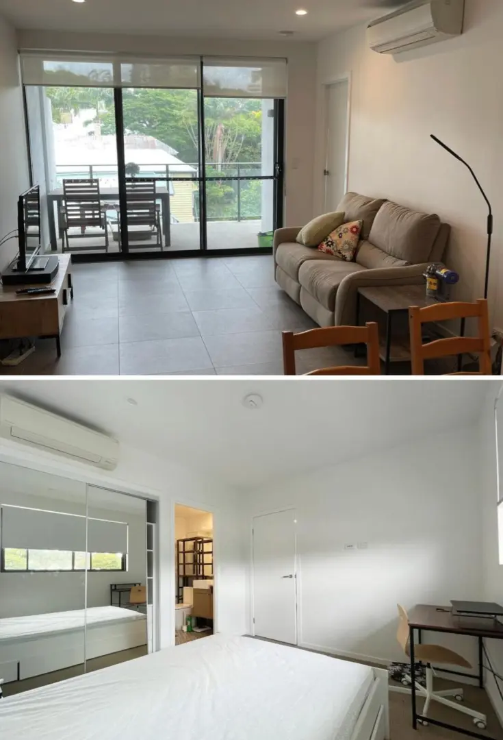 Brisbane social apartment with 2 bedrooms and parking space for transfer!