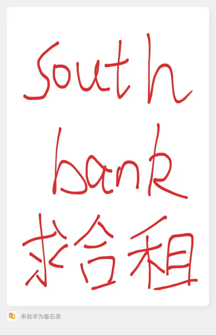 帮同学忙！求southbank合租人！