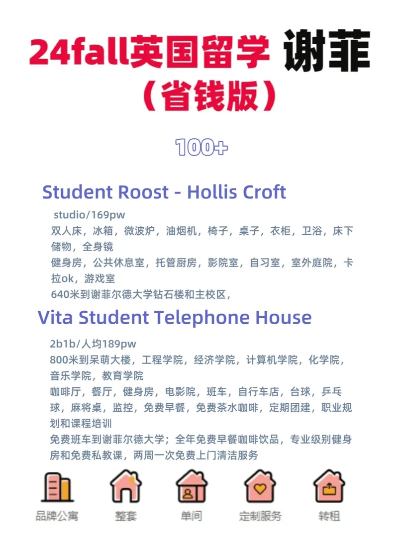 謝菲爾德租房就是喜歡這樣的，明碼實價，