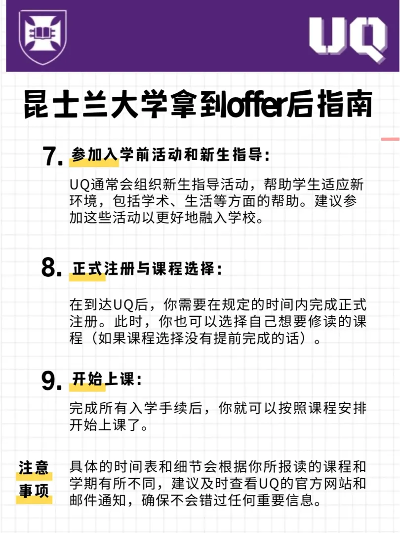 UQ拿到offer後入學指南