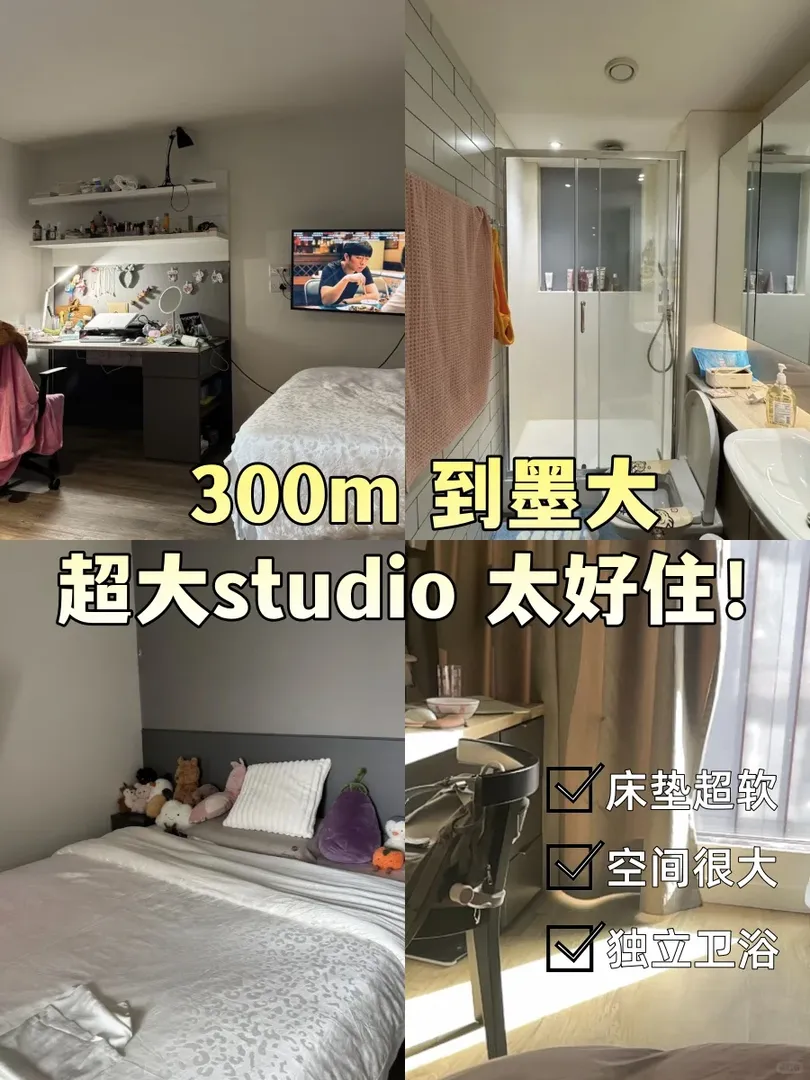 300m到墨大，超大studio太好住❗️