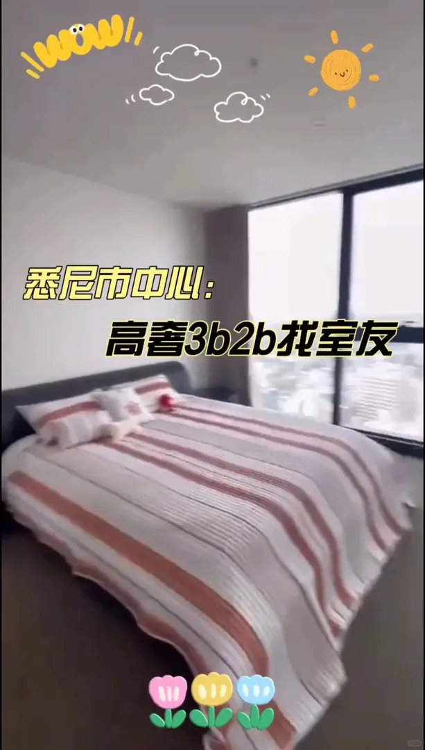 雪梨市中心高奢3b2b找室友