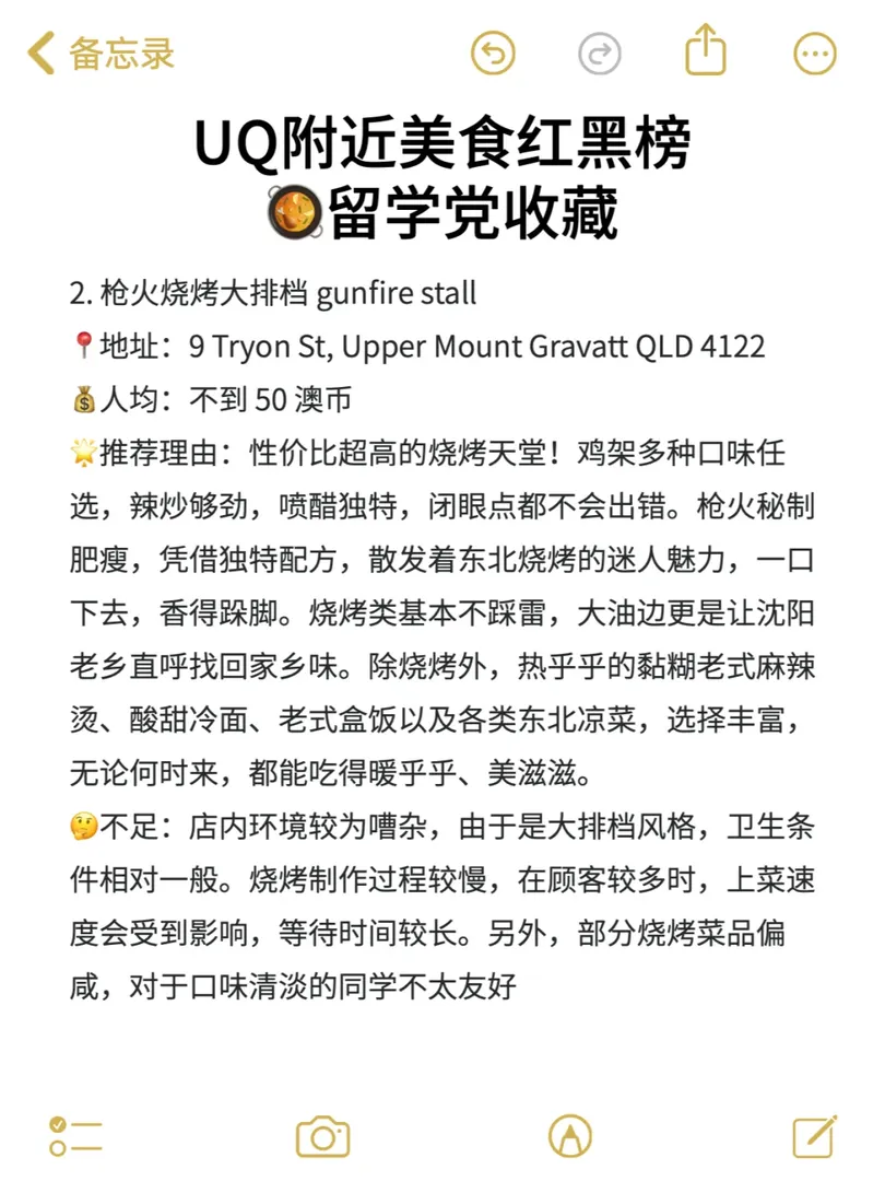 UQ附近美食紅黑榜🥘留學黨收藏