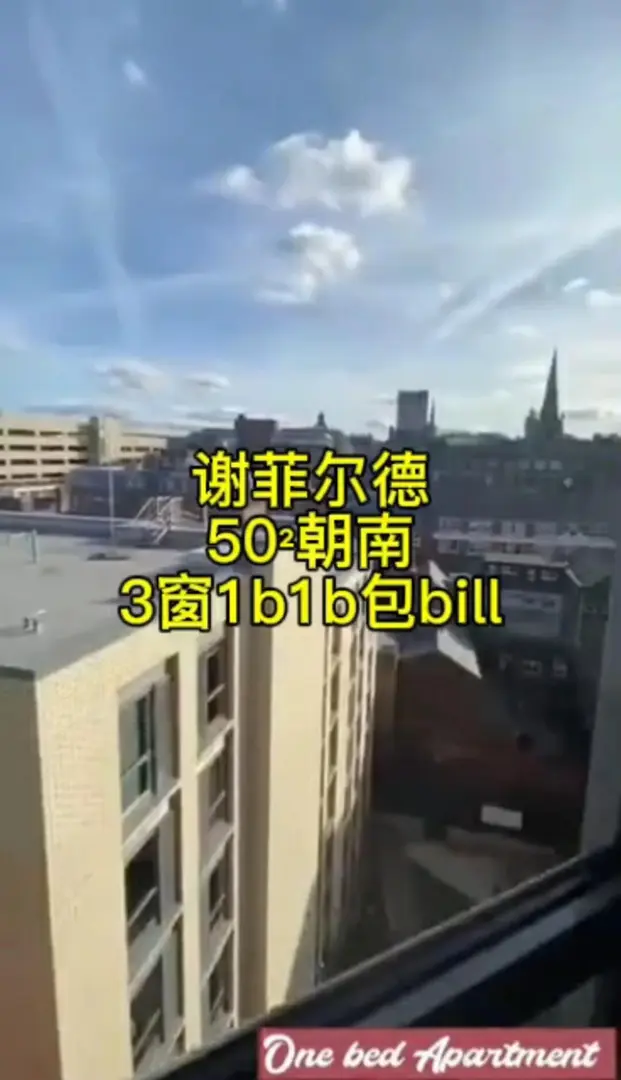 謝菲爾德租房，50²朝南3窗1b1b包bill～