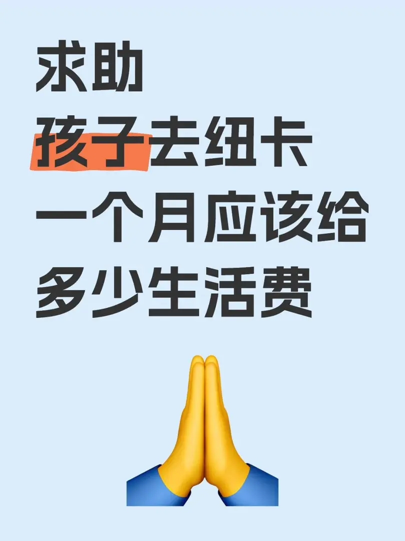 求助孩子去紐卡一個月應該給多少生活費
