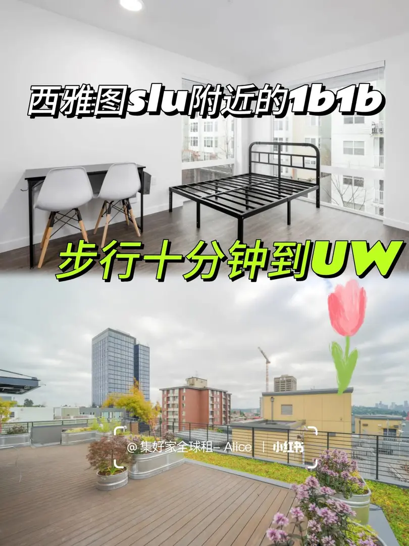 💥西雅圖的1b1b🈶️超大露台!🉑️短租!