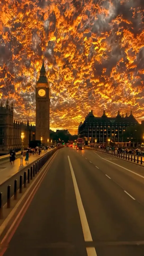 🇬🇧紅橙色天空下的大本鐘太美了！